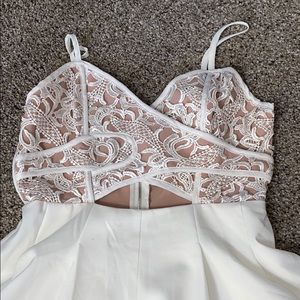 White and cream lace romper